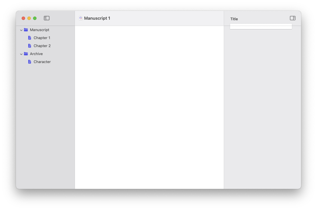 A screenshot of a macOS app built with AppKit. It has a sidebar and an inspector. The inspector view crosses into the title bar by accident.