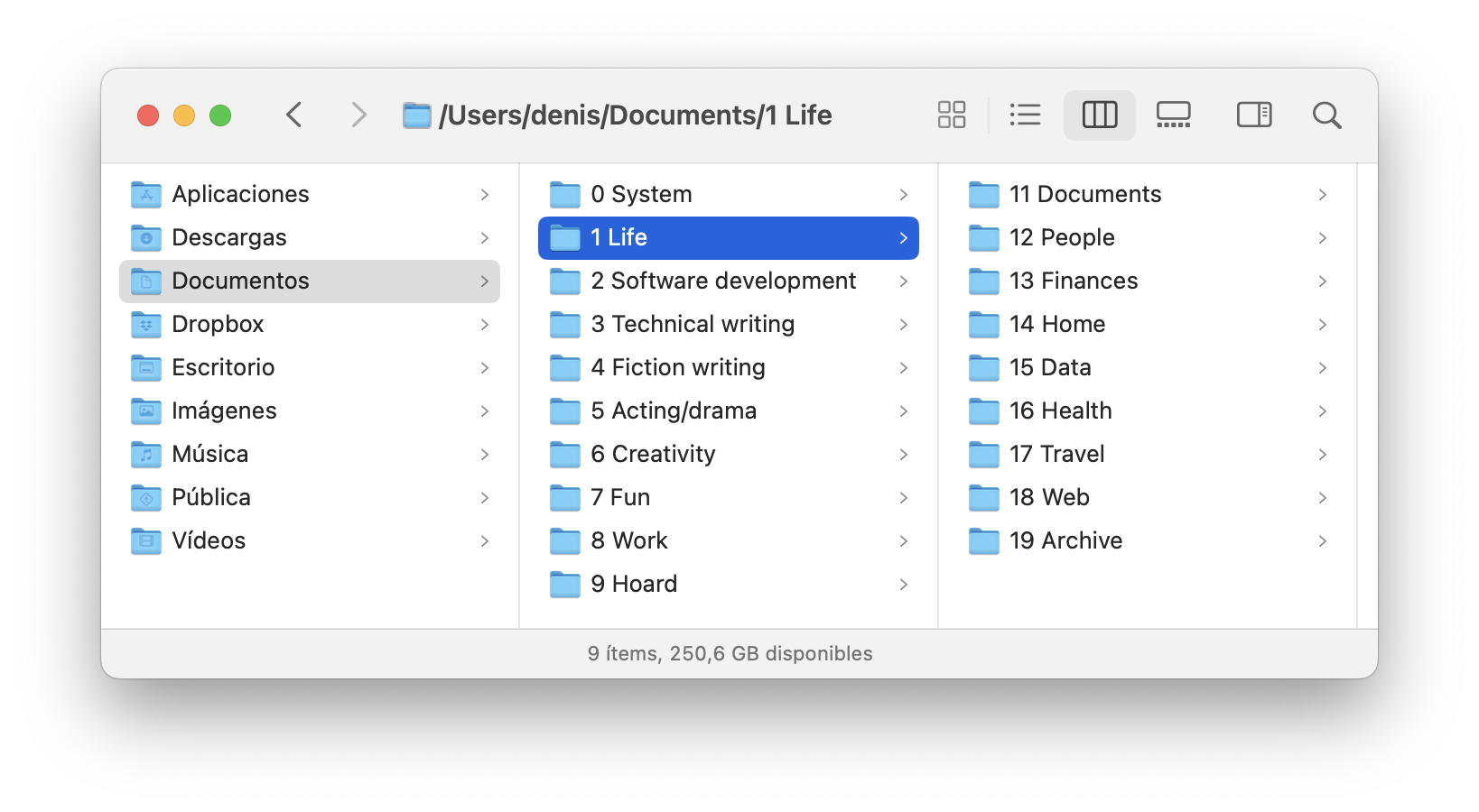 A screenshot of the macOS Finder, showing my documents folder all neat and tidy.